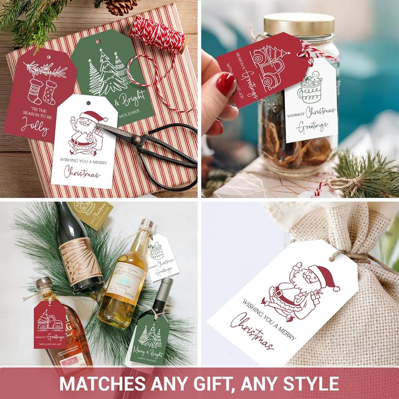 AUDREE 48 Pcs Christmas Gift Tags with String - Funny Holiday Gift Tags for Xmas Presents - Christmas Name Tags for Gifts - Hanging Labels Decoration Xmas Winter Holiday Present DIY Crafts - Image 5